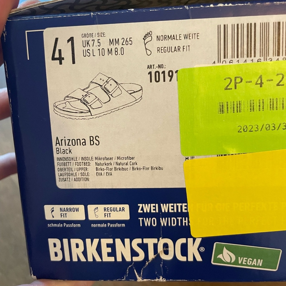 BNWT Women’s vegan Arizona Birkenstock Size 41